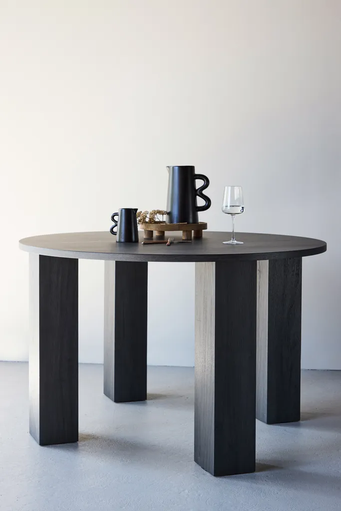 Table à manger Juno Ø120cm noire avec plateau mat et design circulaire - 6