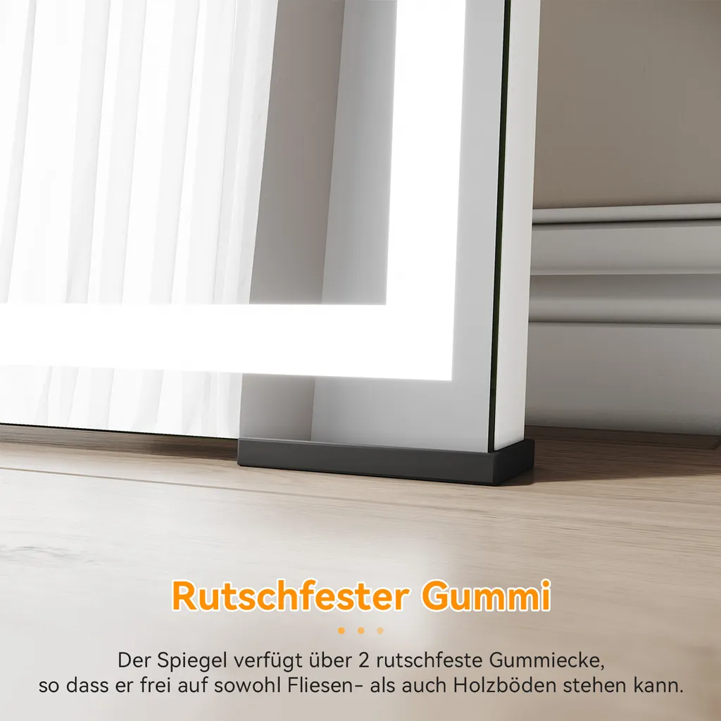 Miroir LED tricolore 40x150 cm multifonction avec réglage tactile doux - 6