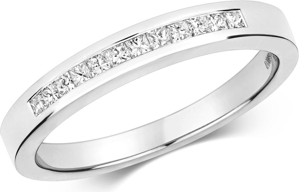 Funkelndes Feuer 18 Karat (750) Weißgold Diamant Damenring Prinzessschliff 0.25 Karat H - VS, 53 (16.9); TRS3218518KWRSM