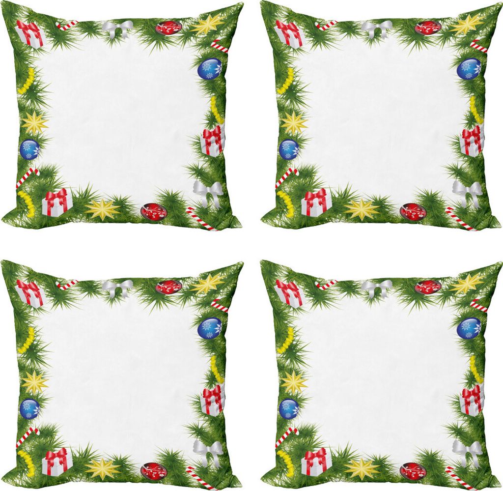 ABAKUHAUS Weihnachten Kissenbezug Set (4 Stück), Fir Vibrant, Moderner Doppelseitiger Digitaldruck, 60 cm x 60 cm, Mehrfarbig