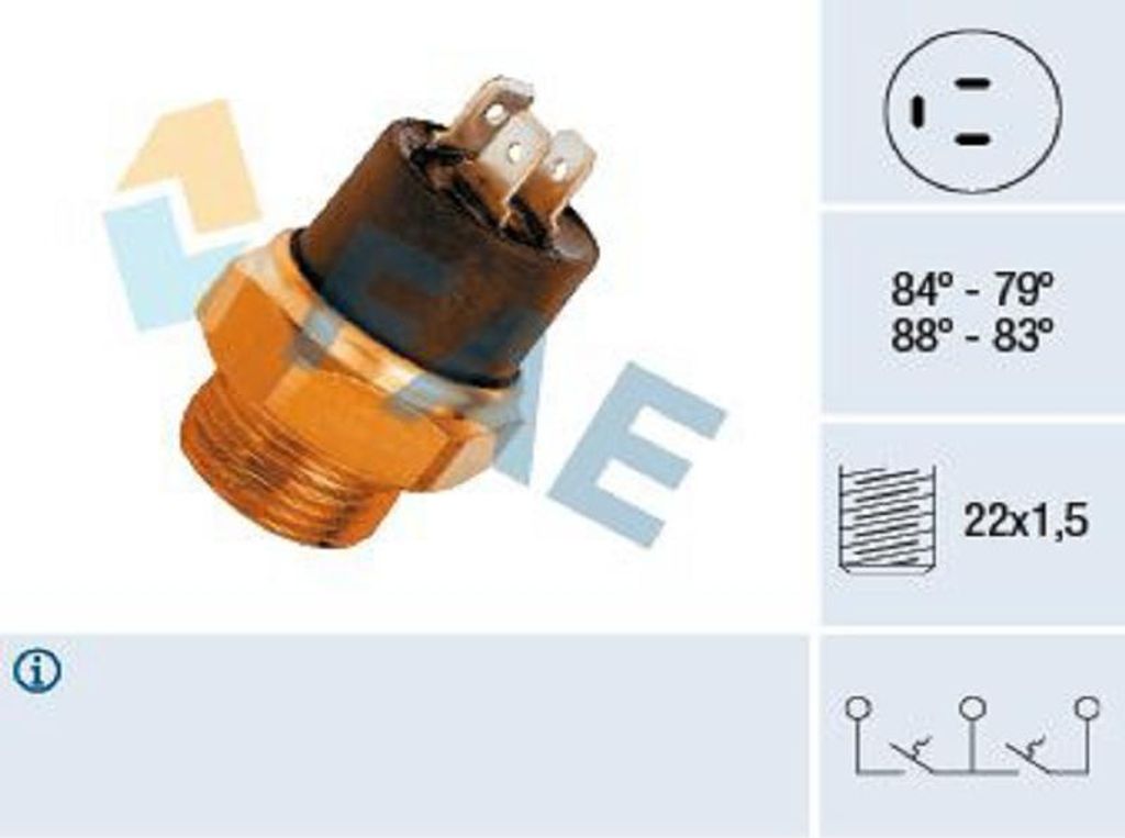 FAE 37810 Temperaturschalter Kühlerlüfter Thermoschalter passend für PEUGEOT 205 II (20A/C) 205 I Cabriolet (741B, 20D) 205 I (741A/C) 205 Kasten