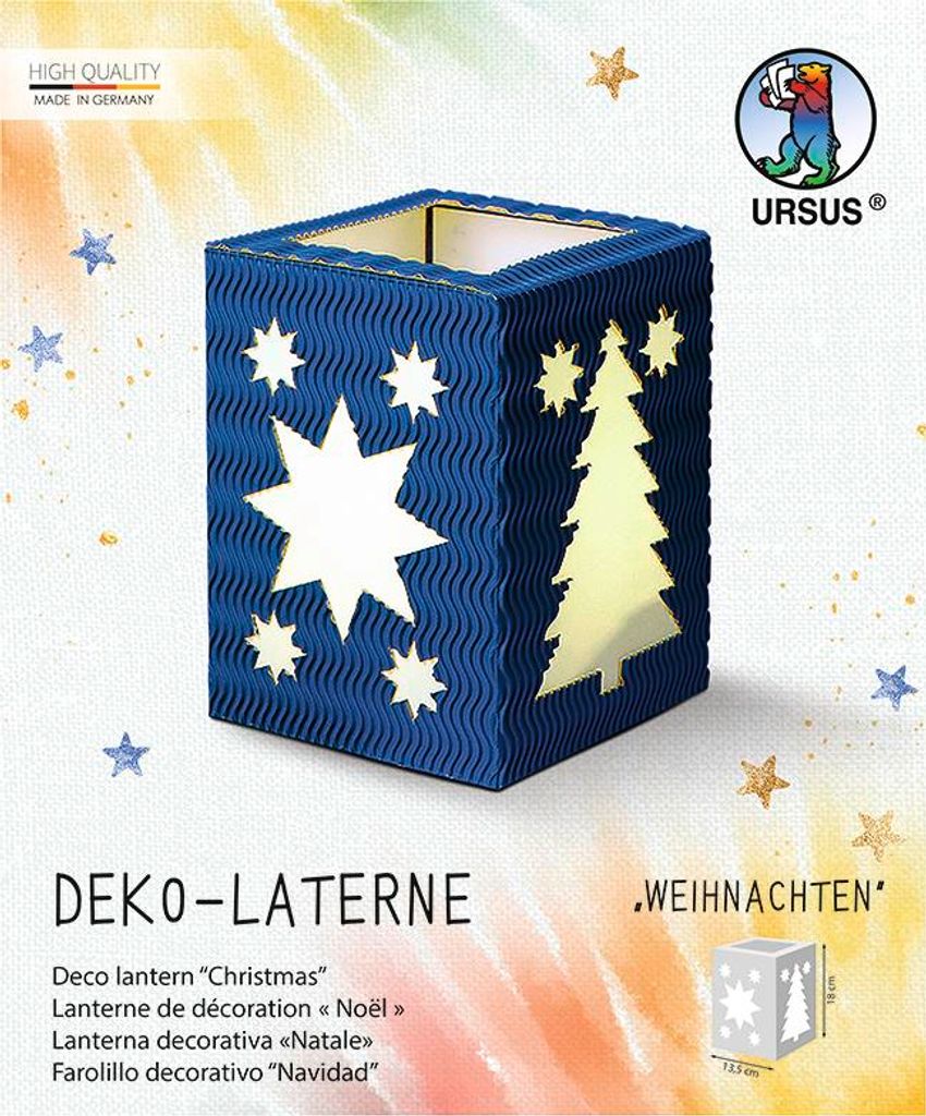 URSUS Deko-Laterne Weihnachten mittelblau