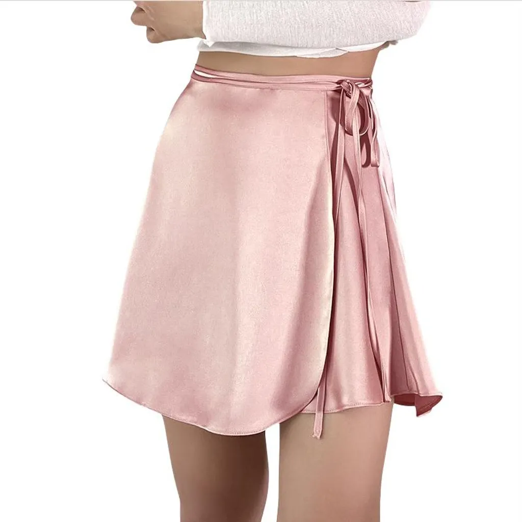 Gonna INF Seta Rosa Gelso 100% M - Gonna Estiva Svasata Chic