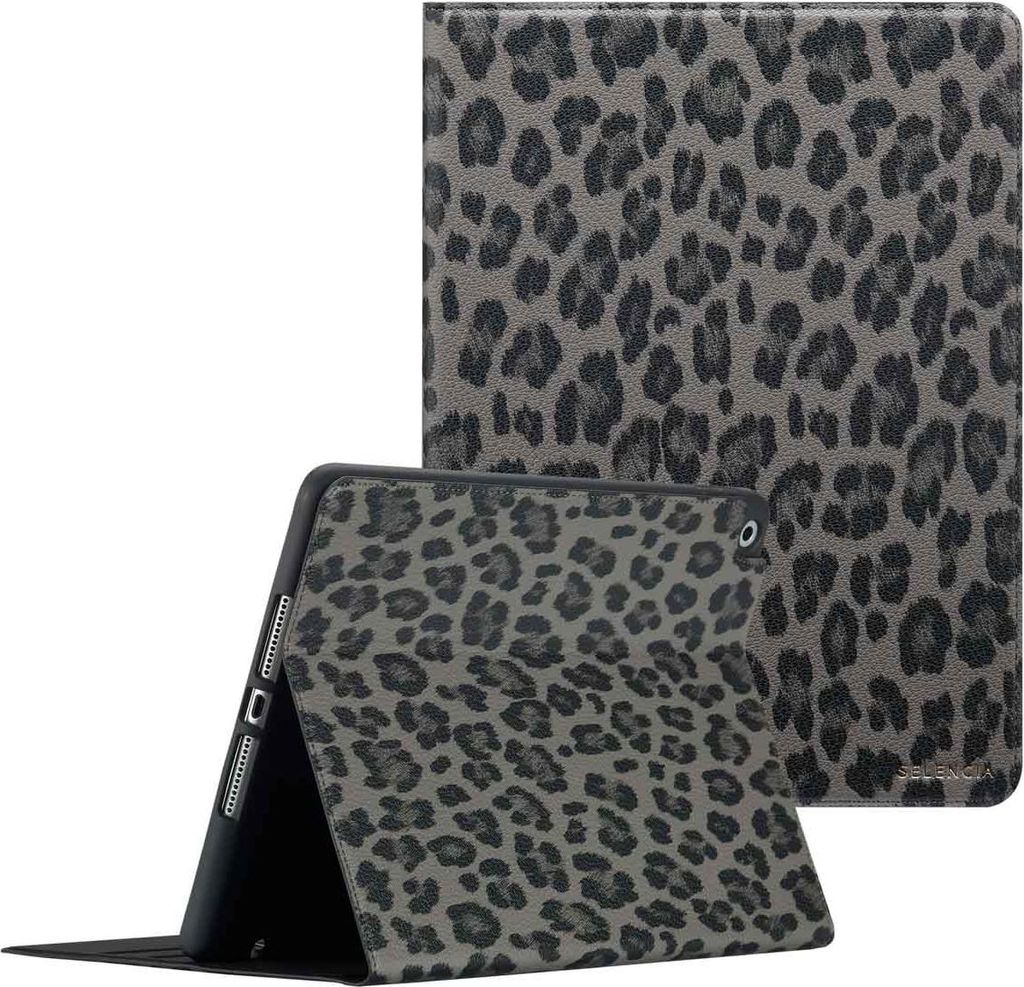 Selencia Sabi Bookcase met panterprint voor de Apple iPad 9 Productafbeelding 