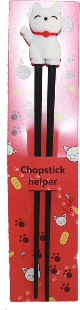 066 Essstäbchen Chopsticks + 1 Clip Essstäbchenhelfer aus Gummi, Motiv Katze