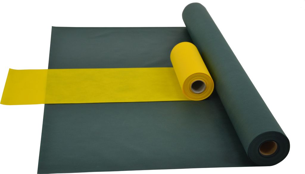 Sensalux Kombi-Set 1 Tischdeckenrolle 1,5m x 25m grün + Tischläufer 30cm gelb
