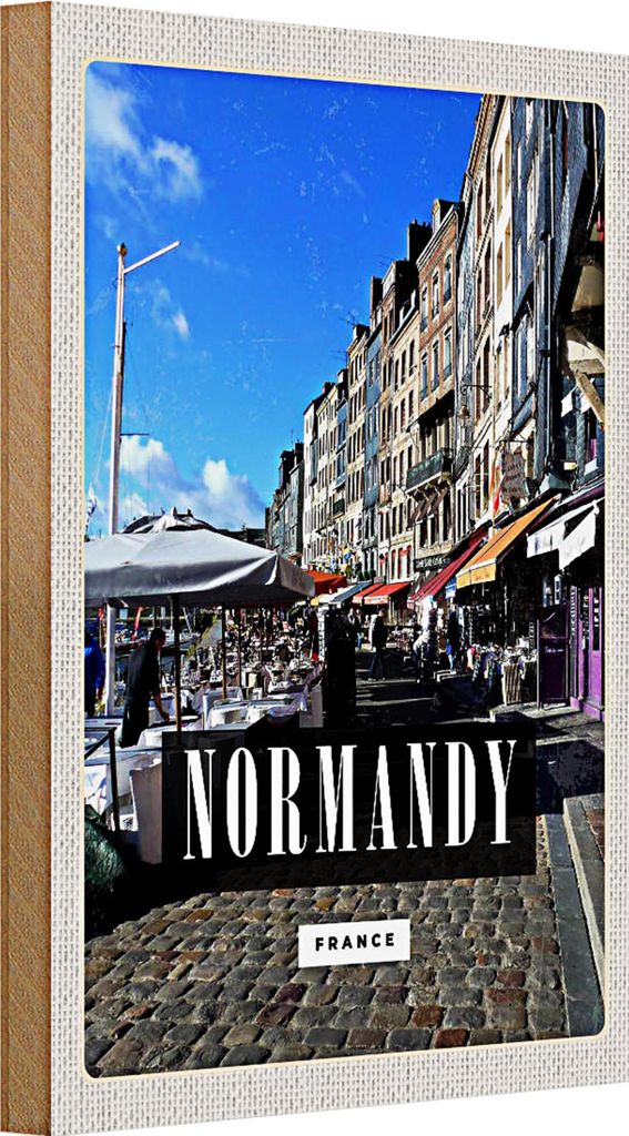 Holzschild Reise 20x30cm Normandy France Stadt Reiseziel
