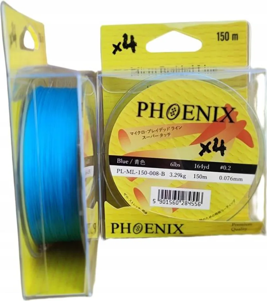 Toron tressé Phoenix x4 bleu 0,06mm 150m pour pêche finesse de précision