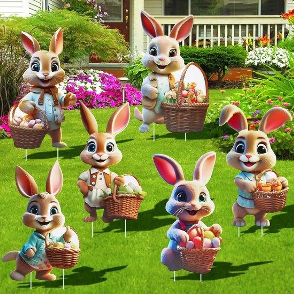 Décoration de Pâques extérieure grand format et figurines lapin imperméables