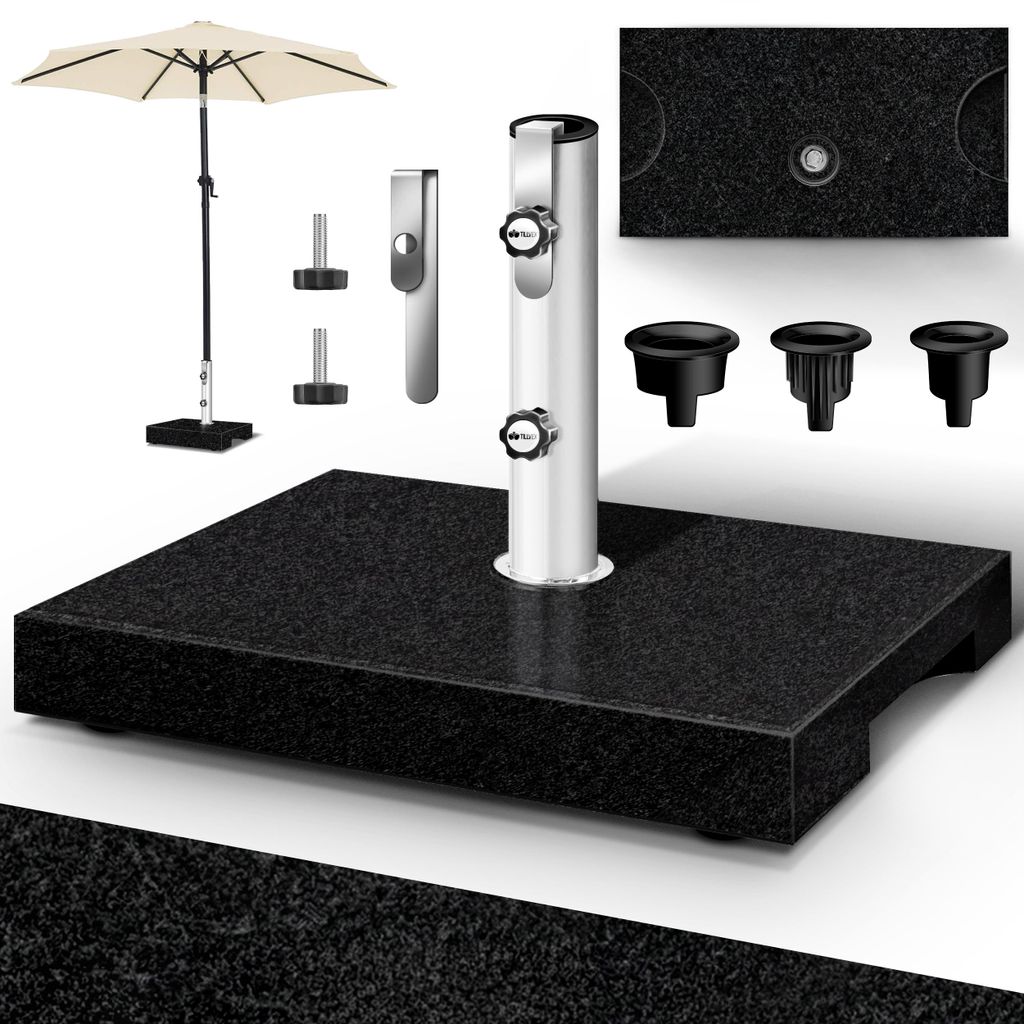 tillvex® Granit Sonnenschirmständer mit Transportgriff Produktbild 