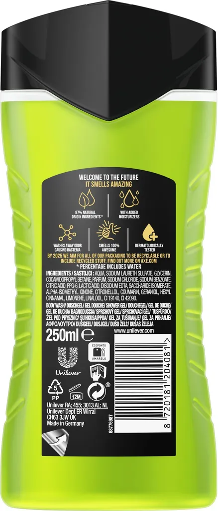 Shampooing et Gel Douche Homme Axe Epic Fresh 250ml Pack de 12 Unités