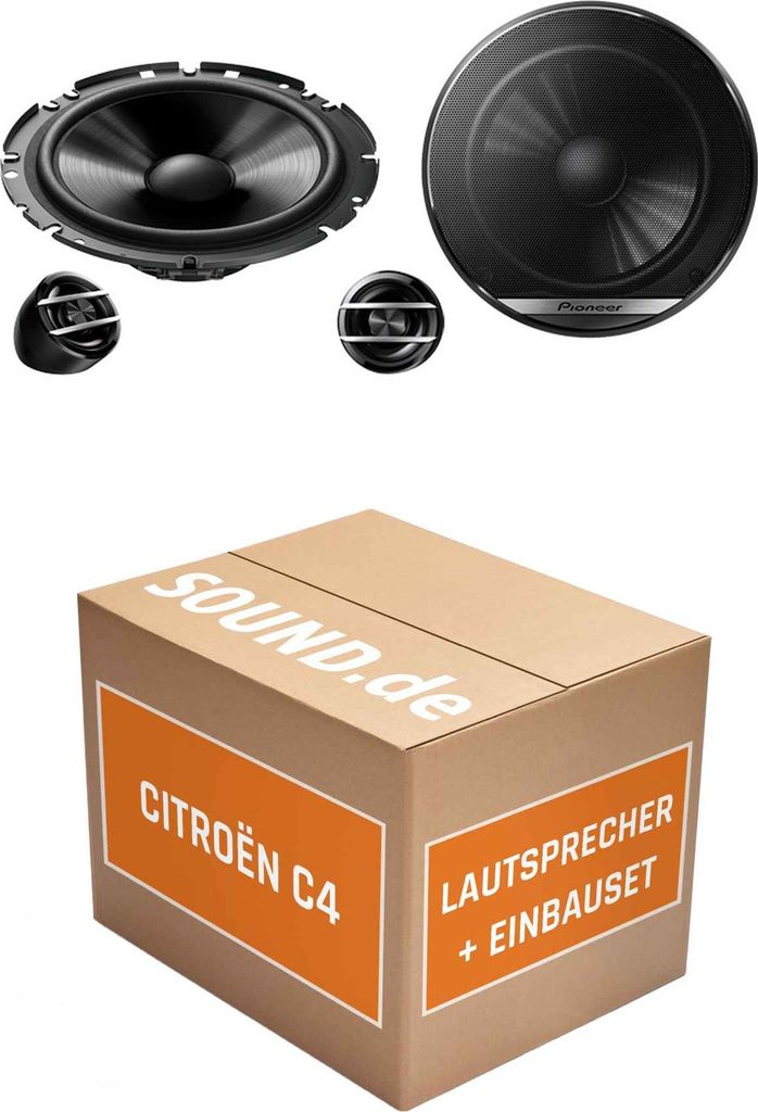 Lautsprecher Boxen Einbaupaket vorne Pioneer TS-G170C passend für Citroën C4 Typ L | 2x Tief-Mitteltöner 2x Hochtöner