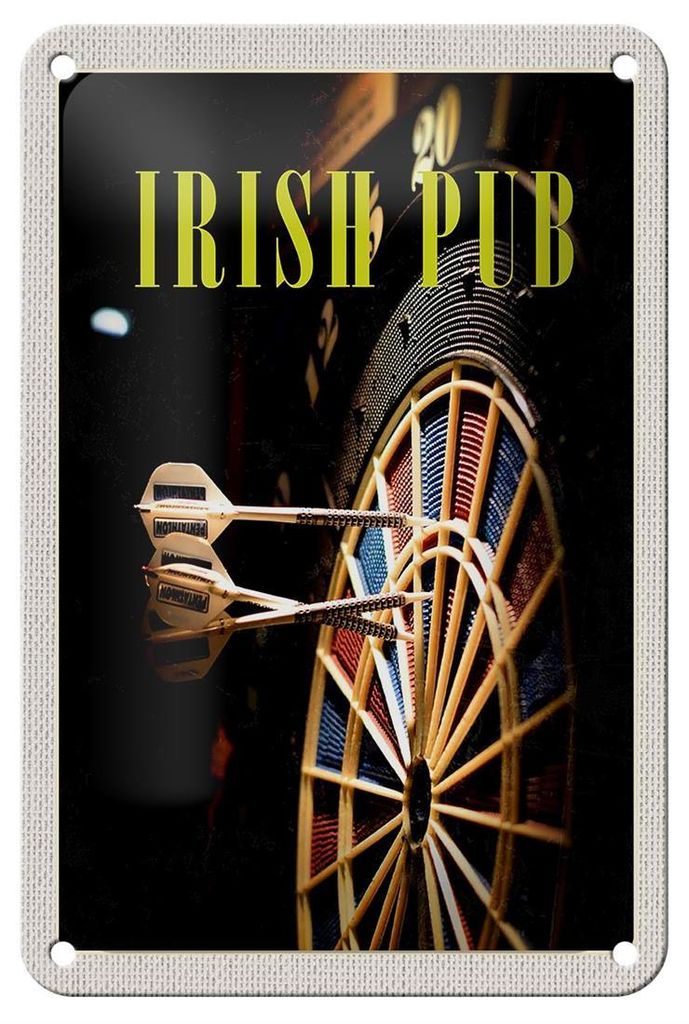 Blechschild Reise 12x18cm Irland Kneipen Spiel Dartboard Dekoration
