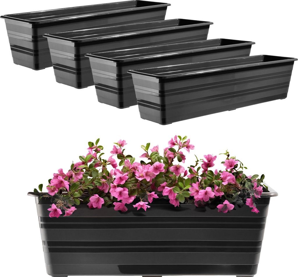 KADAX Balkonkasten Blumentopf Blumentopf groß 60 cm Blumen Paket 4 Stück Blumenständer