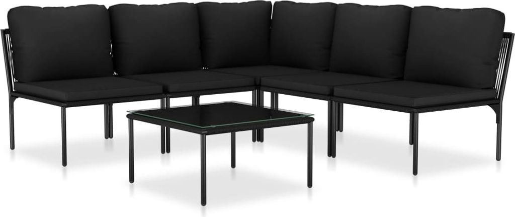 vidaXL 6-tlg. Garten-Lounge-Set mit Auflagen Schwarz PVC Produktbild 