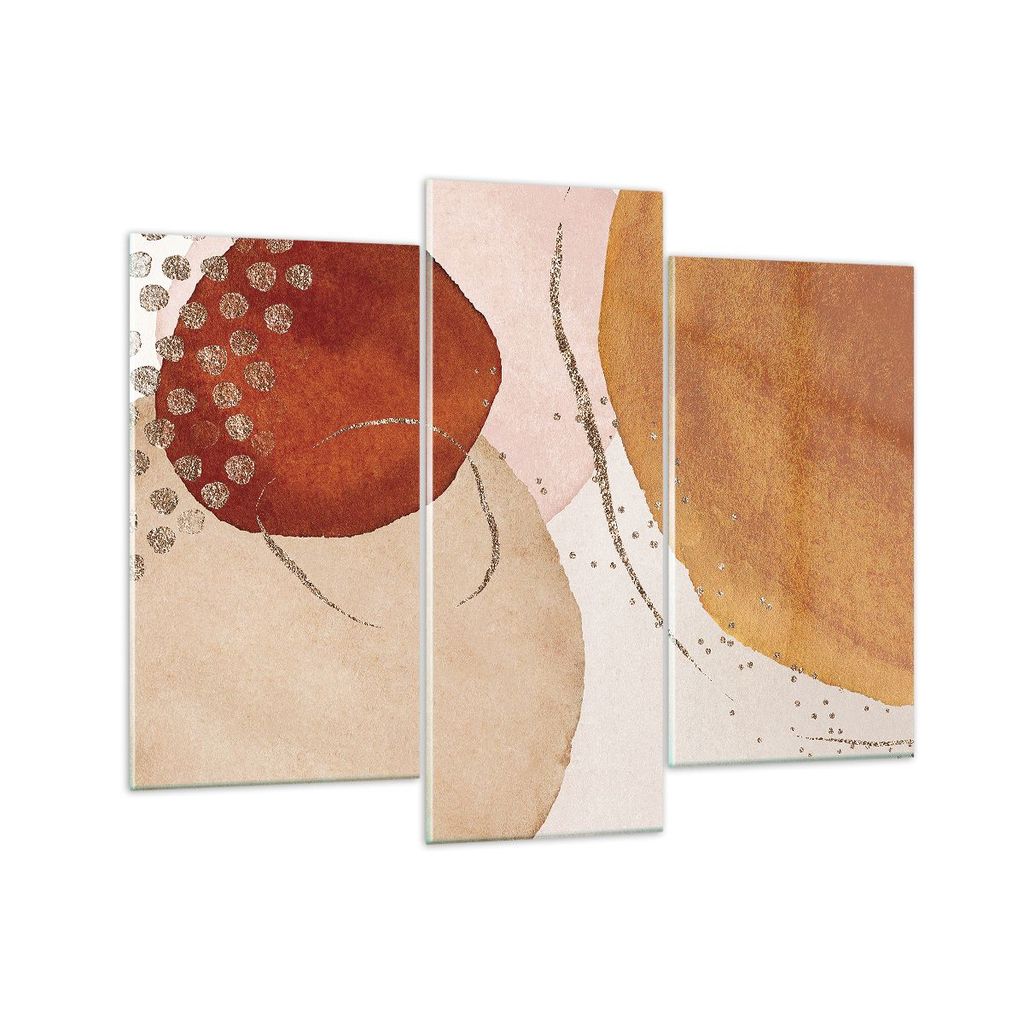 Bilder auf glas - 3 Teile - Orange Abstraktion Flecken - 130x100cm - Glasbilder - Wandbilder - Bilder - Wanddekoration aus Glas - Glas Bilder - Wan...