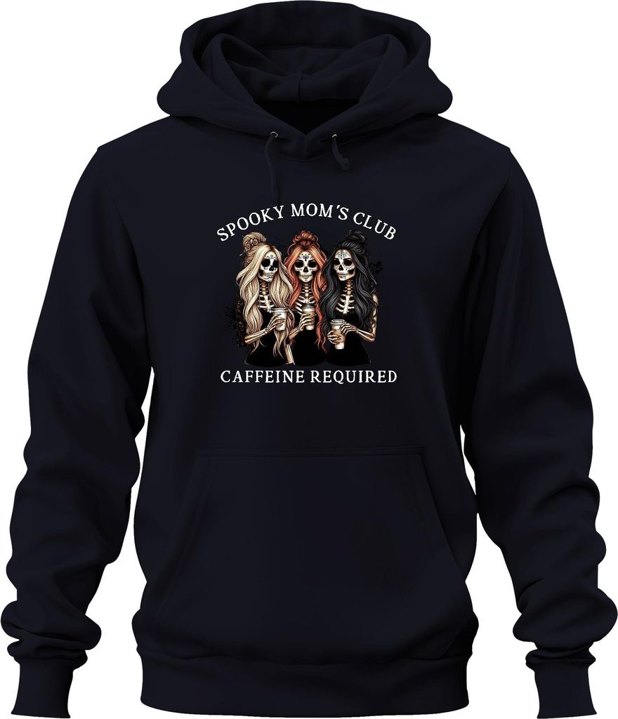 Spooky Moms Club Kaffee Mama Halloween Skelett Gothic Kaffeeliebe Uni Hoodie Kapuzenpullover, Navy, XL