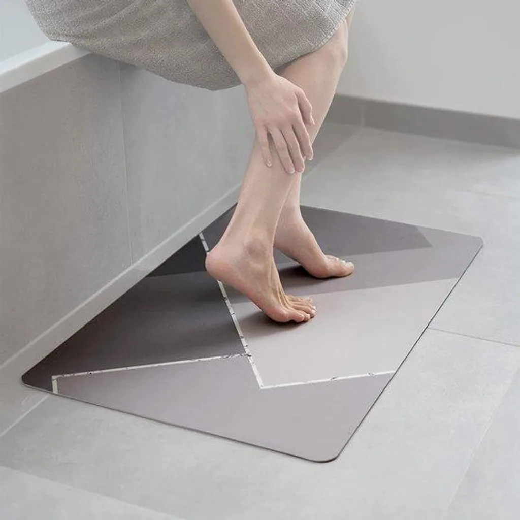 Tapis de bain en diatomite naturelle ultra-absorbant motif marbre chic