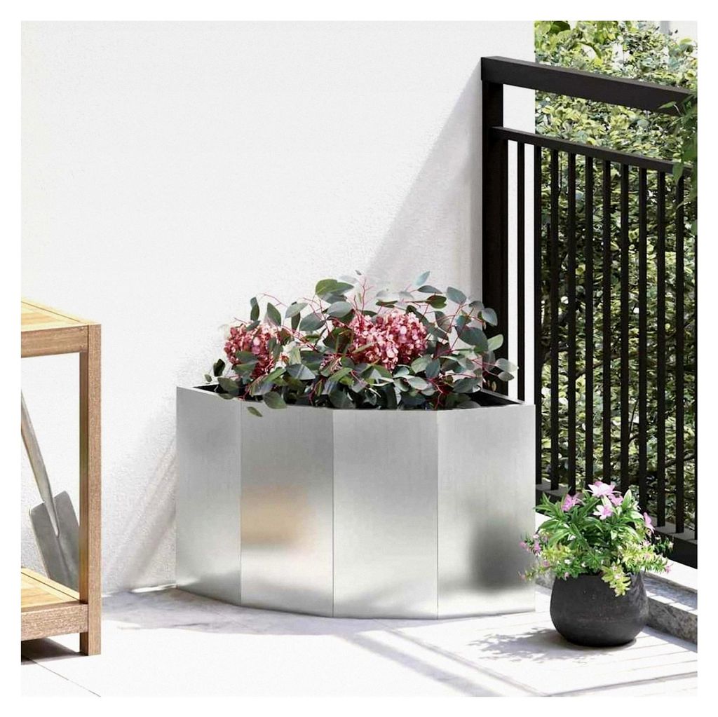 Eckpflanzer aus verzinktem Stahl 45 x 45 x 35 cm für Balkon, Garten und Terrasse
