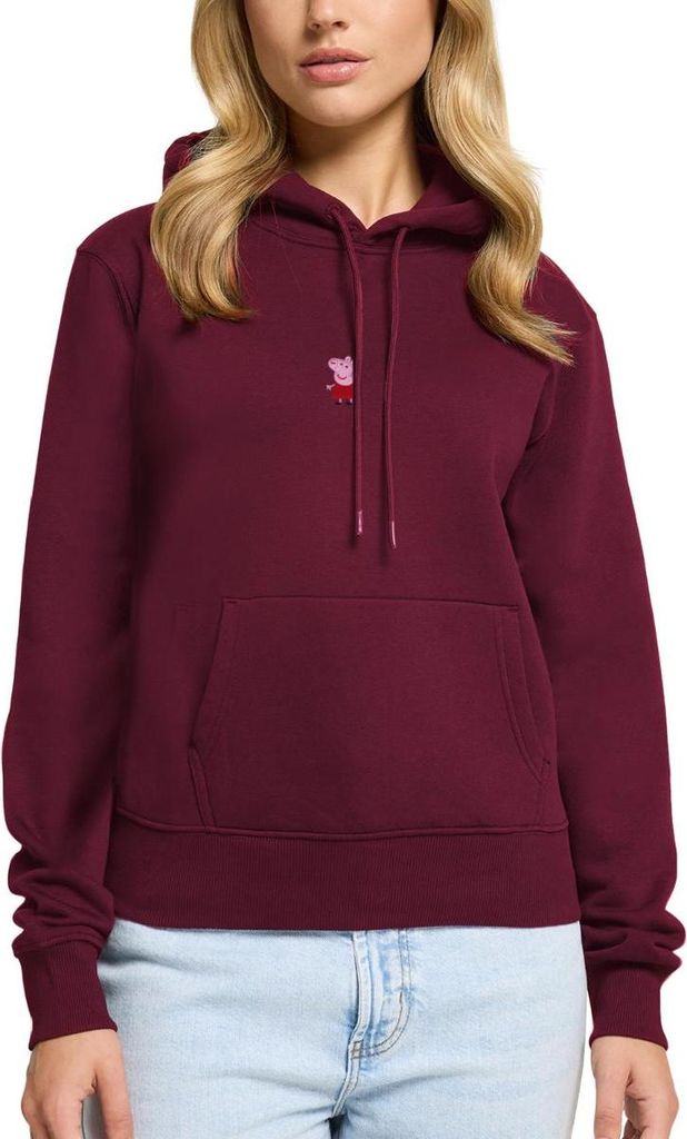 Spreadshirt Peppa Wutz Stick Geschenkidee Damen Premium Hoodie, XL, Burgunderrot