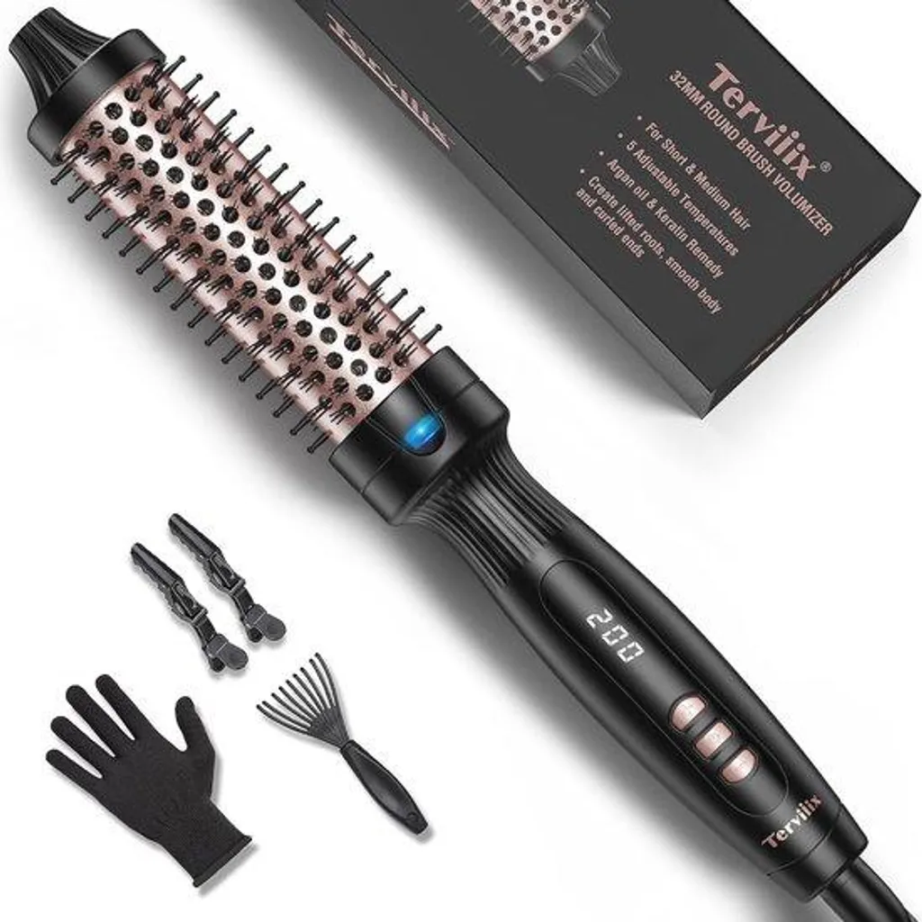 Brosse à cheveux chauffante 32mm volume et boucles écran digital Pro
