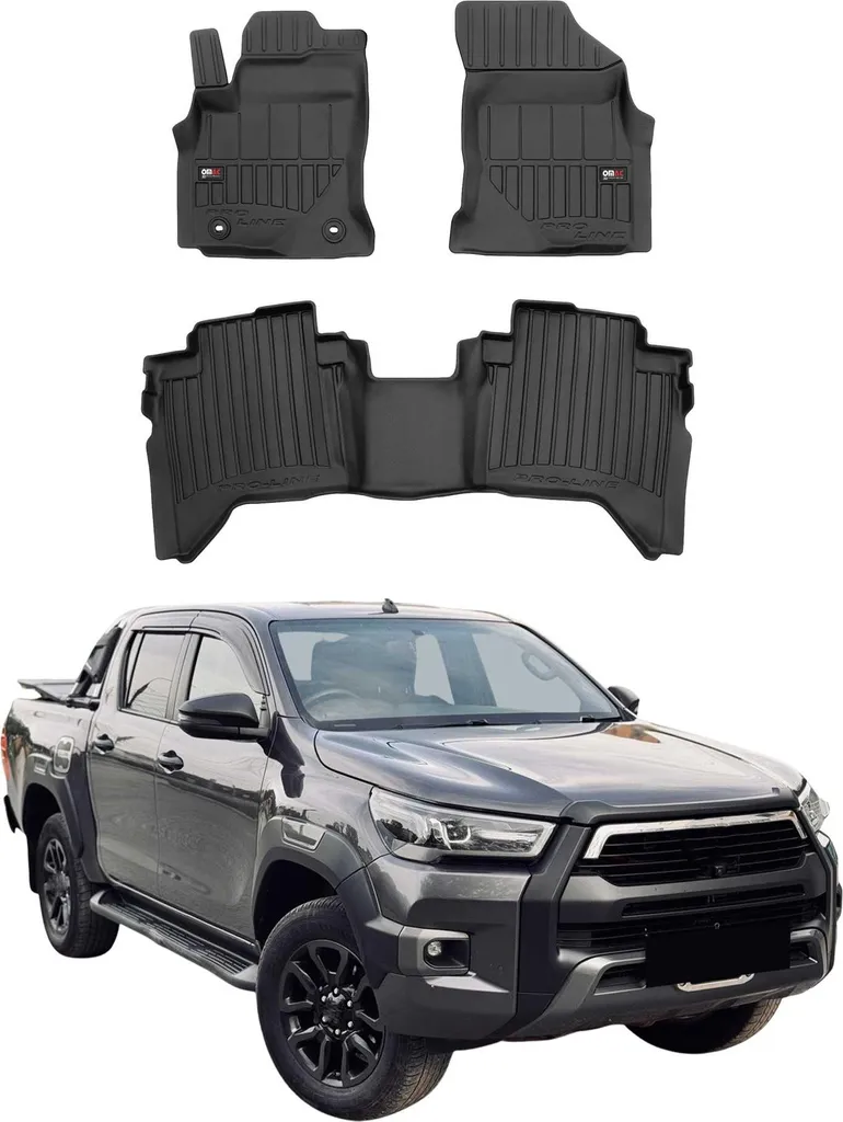 Tapis de sol OMAC pour Toyota Hilux 2015-2024 en TPE Premium - 3 pcs