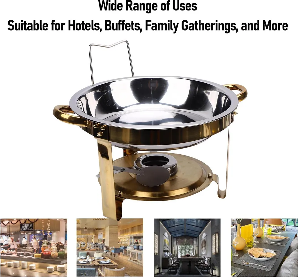 Chafing dish acier inoxydable 4,5L avec support design or pour réception