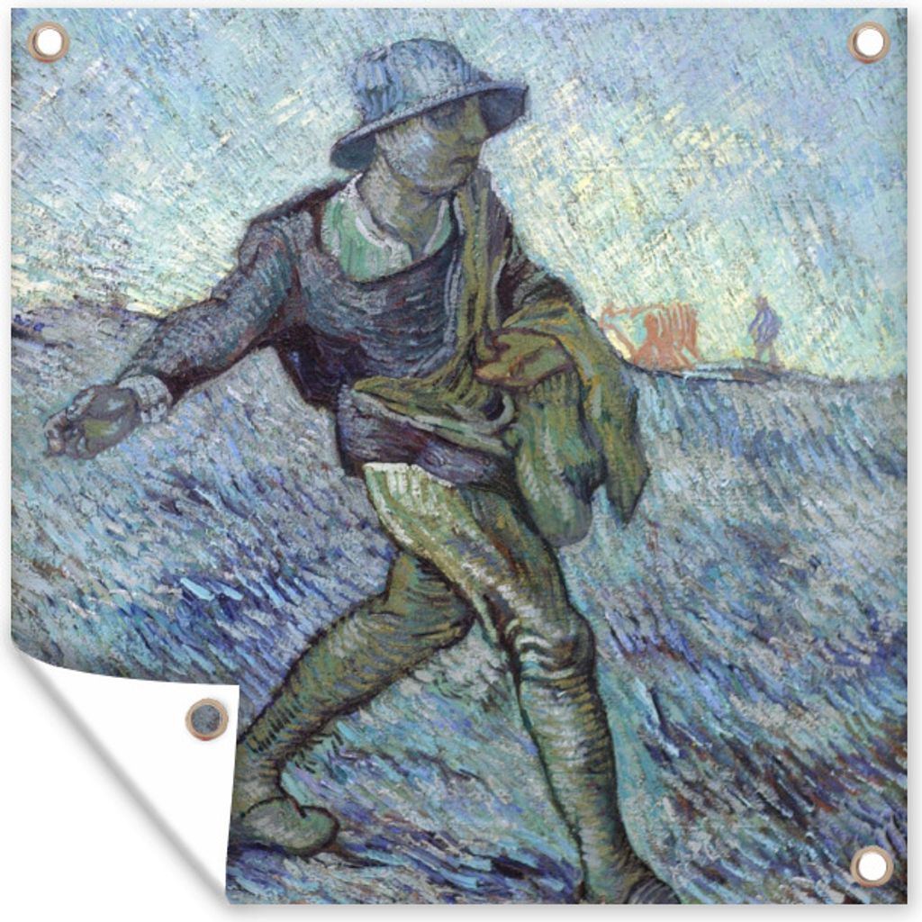MuchoWow 50x50 cm Outdoor-Poster Gartendeko Sichtschutz Garten Poster für den Garten Der Sämann (nach Millet) - Vincent van Gogh