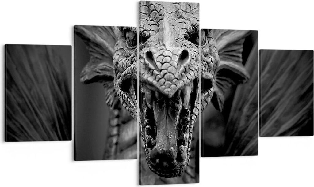 Bild auf Leinwand - Leinwandbild - Drache Kreatur Waage - 125x70cm - Wand Bild - Wanddeko - Leinwanddruck - Bilder - Kunstdruck - Wanddekoration - ...