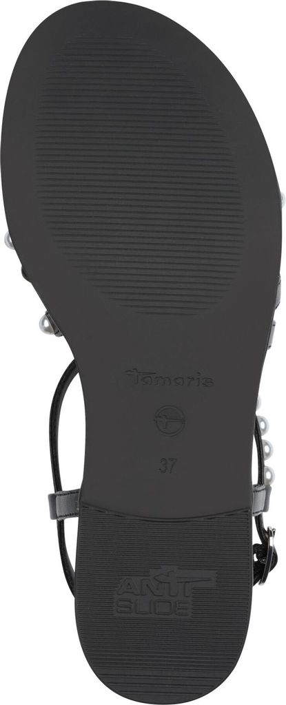 Tamaris Damen Sandale flach mit Perlenbesatz und TOUCHit Fußbett 1-28143-44, Größe:37 EU, Farbe:Schwarz