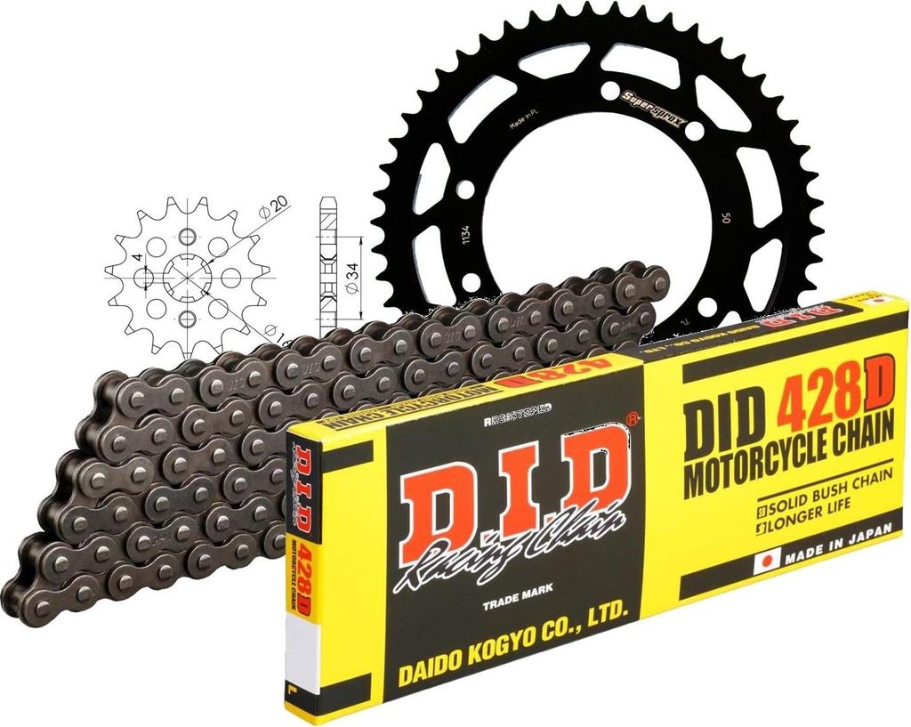 Kit Stahl passend für Yamaha XT125 R 05-13 14-50-128 DID428D Clip
