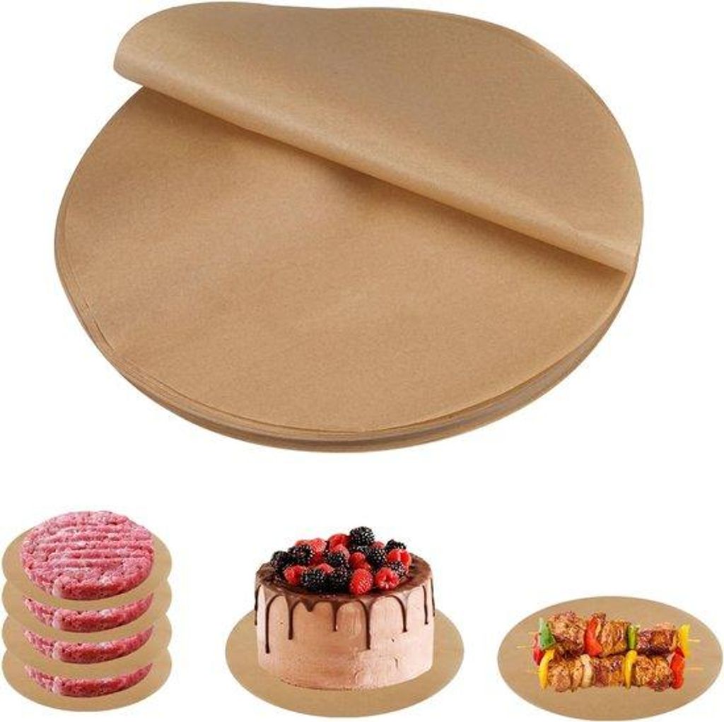 Luftfrittierpapier - 100 Blätter - 26 cm - rund - hitzebeständig - mit Antihaftbeschichtung - für Heißluftfritteuse - runde Schnitte - Backzube...