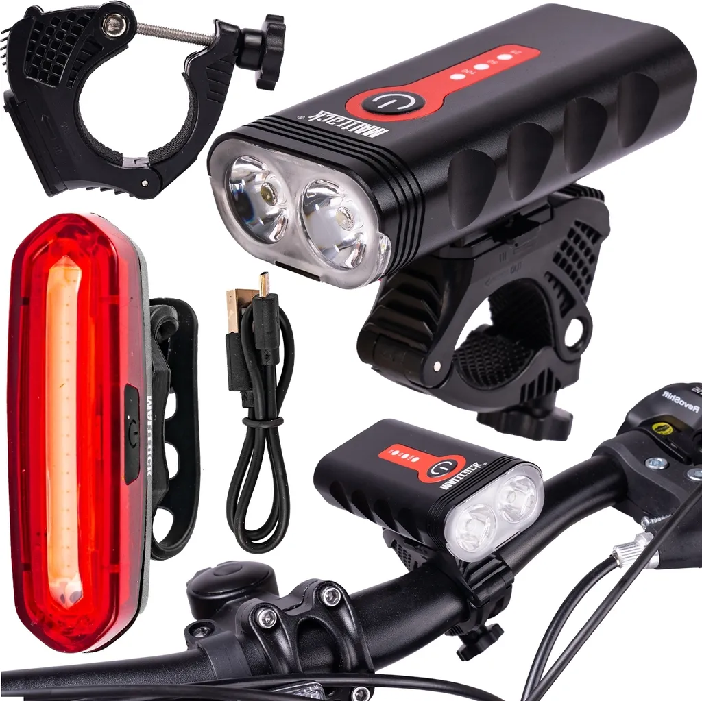 MalTrack Kit Éclairage Vélo LED USB Avant et Arrière 360 - Noir Étanche