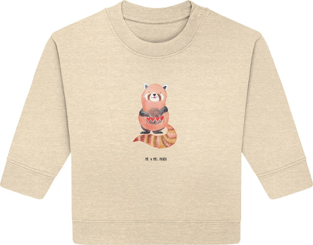 Mr. & Mrs. Panda Organic Baby Pullover Roter Panda 24. - 36. Monat - Natural Raw - Geschenk, Liebling, Herz, Lieblingsmensch, Lustige Sprüche, Lie...