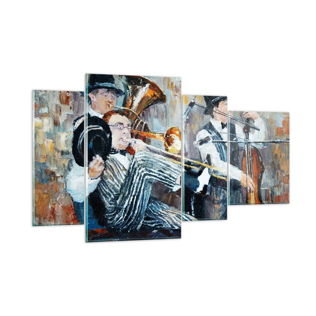 Bilder auf glas - Jazz Musik Musiker - 120x70cm - Glasbilder - Wandbilder - Kunstdruck - zum Aufhängen bereit - Wanddekoration aus Glas - Glas Bil...