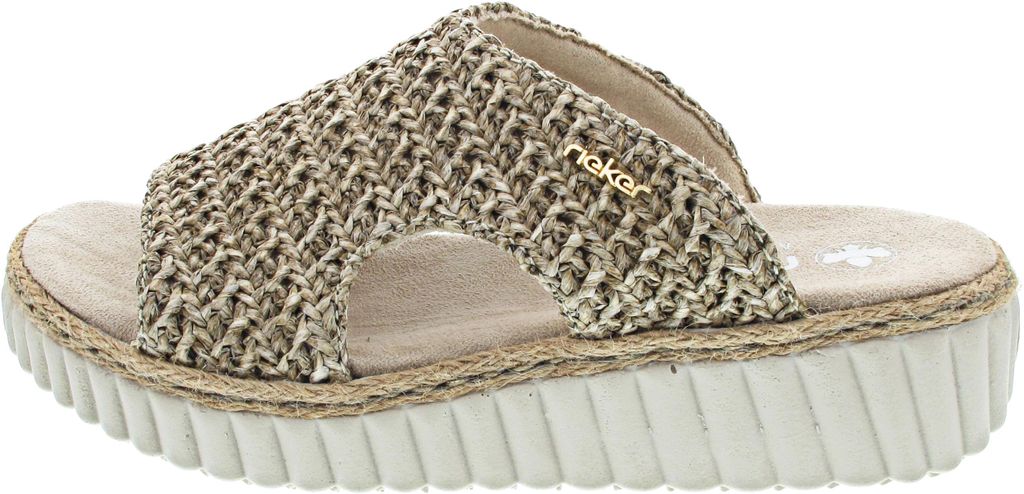 Rieker Extra Weit Pantolette Beige Produktbild 