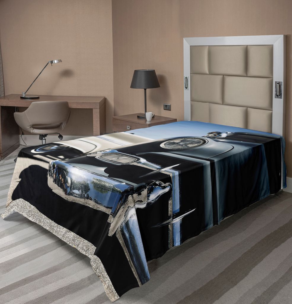 ABAKUHAUS Oldtimer Bettlaken, American Classic Old Style Fifties Auto Räder Transport Geschichte Kunstdruck, weiches bequemes oberes Bettlaken fü...