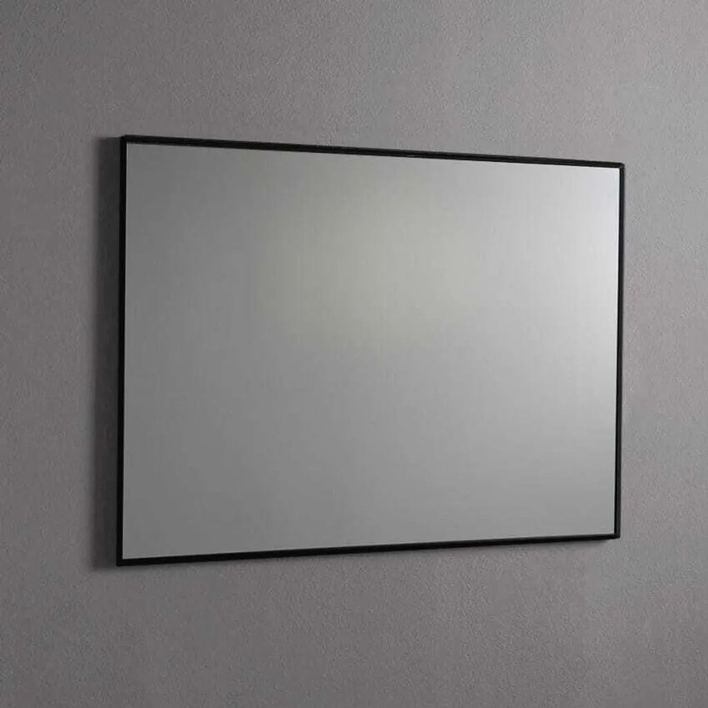 Specchio Bagno 100x70 Rettangolare Bordo Nero Reversibile Filo Lucido