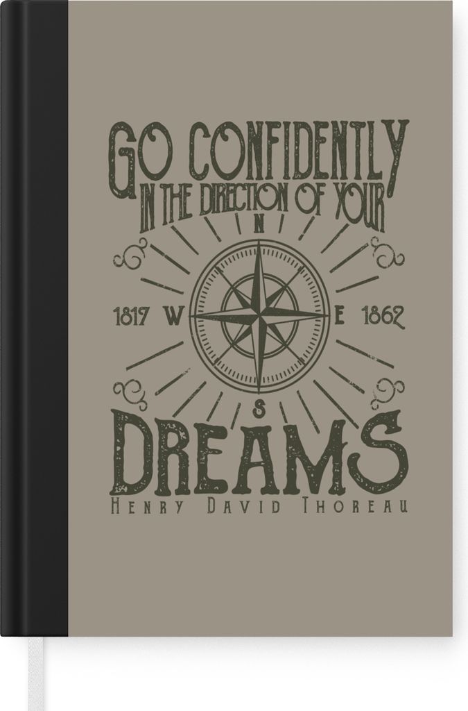 MuchoWow Notizbuch Tagebuch Haushaltsbuch Notebook A5 Vintage - Kompass - Träume - Notizblock - Notizheft - Notebook - Schreibblock - Papier