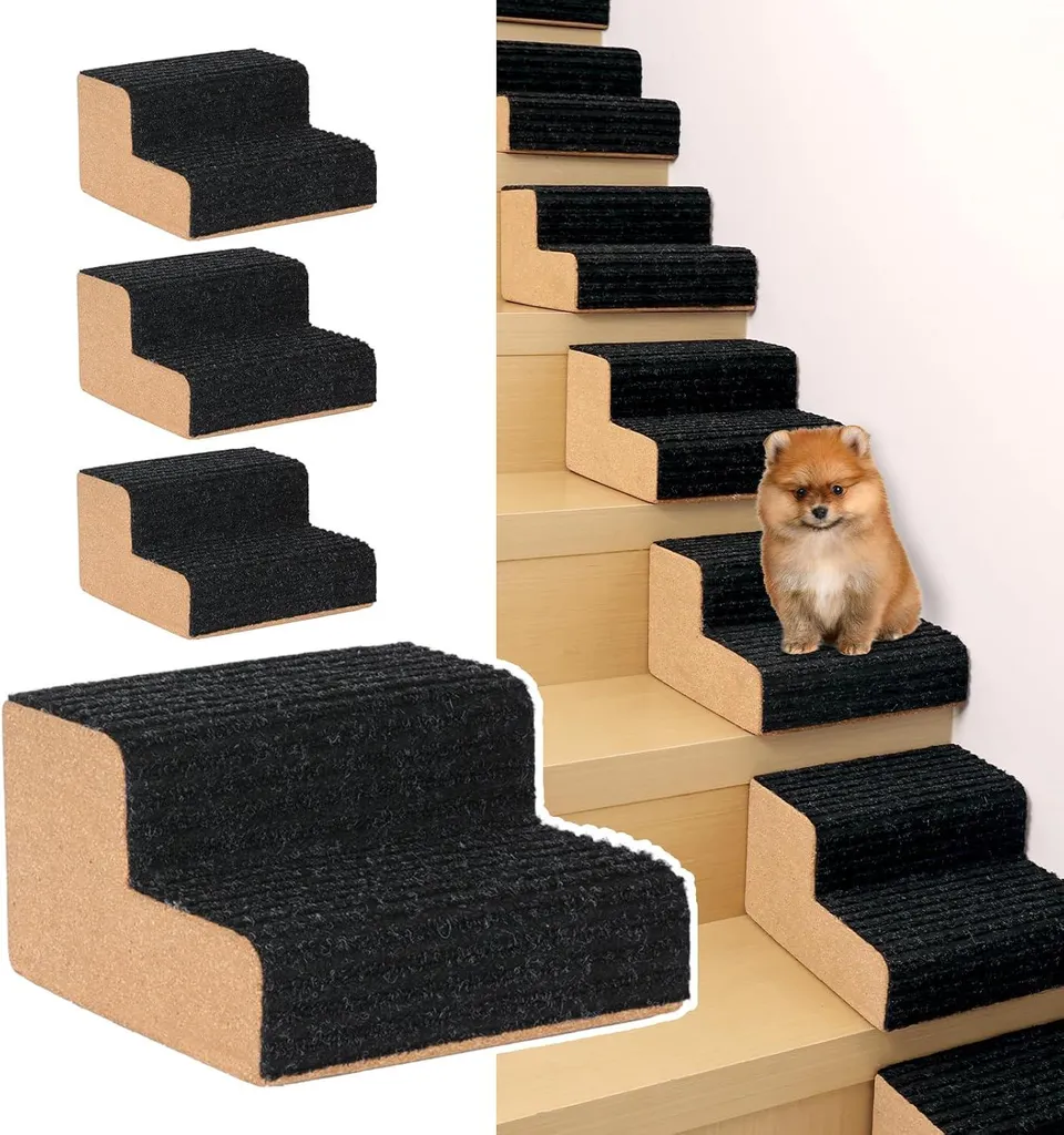 Petit escalier chien bois et silicone stable 2 marches 25x24x15 cm x4