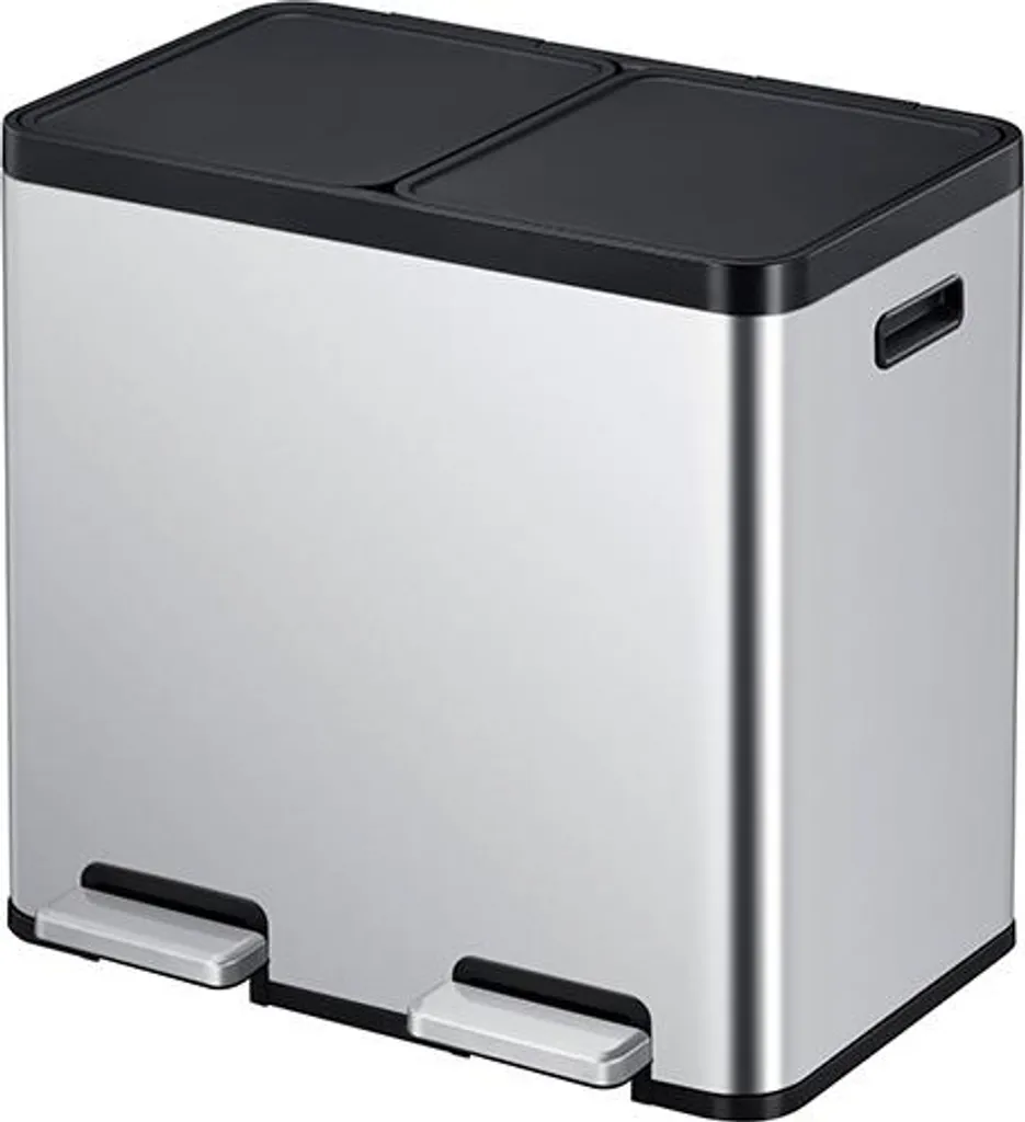 Solution tri sélectif cuisine : Poubelle EKO 22+22L inox et plastique