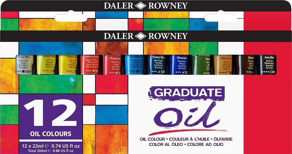 Coffret de peintures à l'huile Daler Rowney Graduate 12 tubes de 22 ml