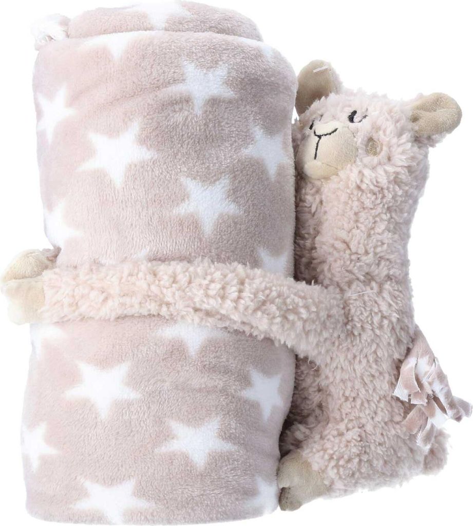 Antonio Baby Plüsch Decke mit Lama Stofftier  30-Braun Produktbild 
