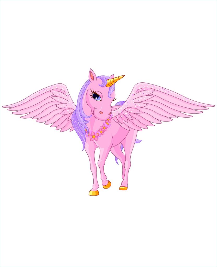 Wallario Magnet für Kühlschrank / Geschirrspüler, magnetisch haftende Folie - 60 x 80 cm, Motiv: Rosa Einhorn mit großen Flügeln