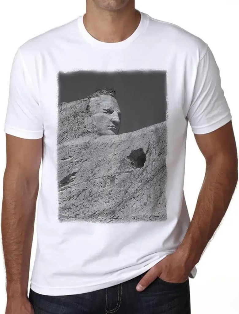 Herren Grafik T-Shirt Verrücktes Pferd Denkmal 3 – Crazy Horse Monument 3 – Öko-Verantwortlich Vintage Jahrgang Kurzarm Lustige Druck Geburtstag