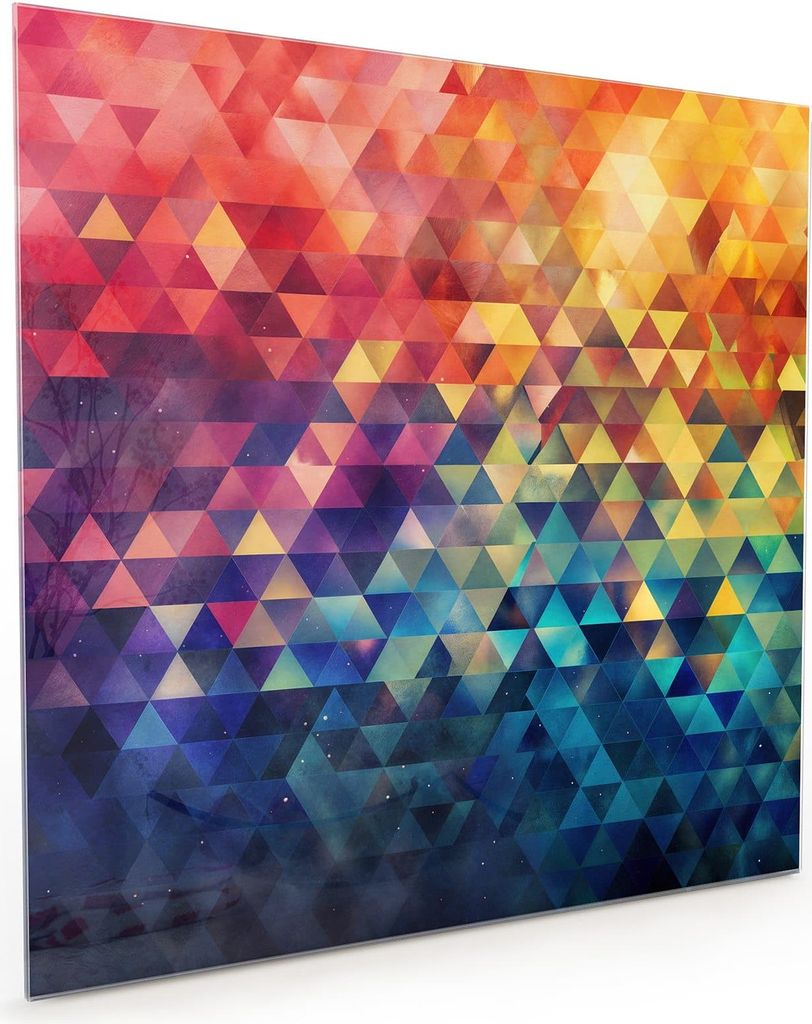 Küchenrückwand Spritzschutz Glas mit Motiv Bunte Dreiecke 40 x 40 cm