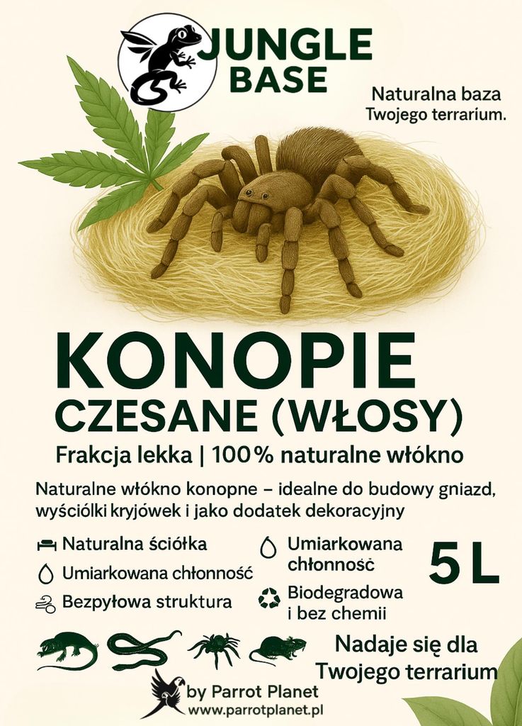 Jungle Base - Naturfaser Aus Hanf Für Terrarien Und Nistplätze, 5Ljungle Base Hanffasern Für Terrarien - 100% Natürlich, 5L, Dekorativ Und Sicher.