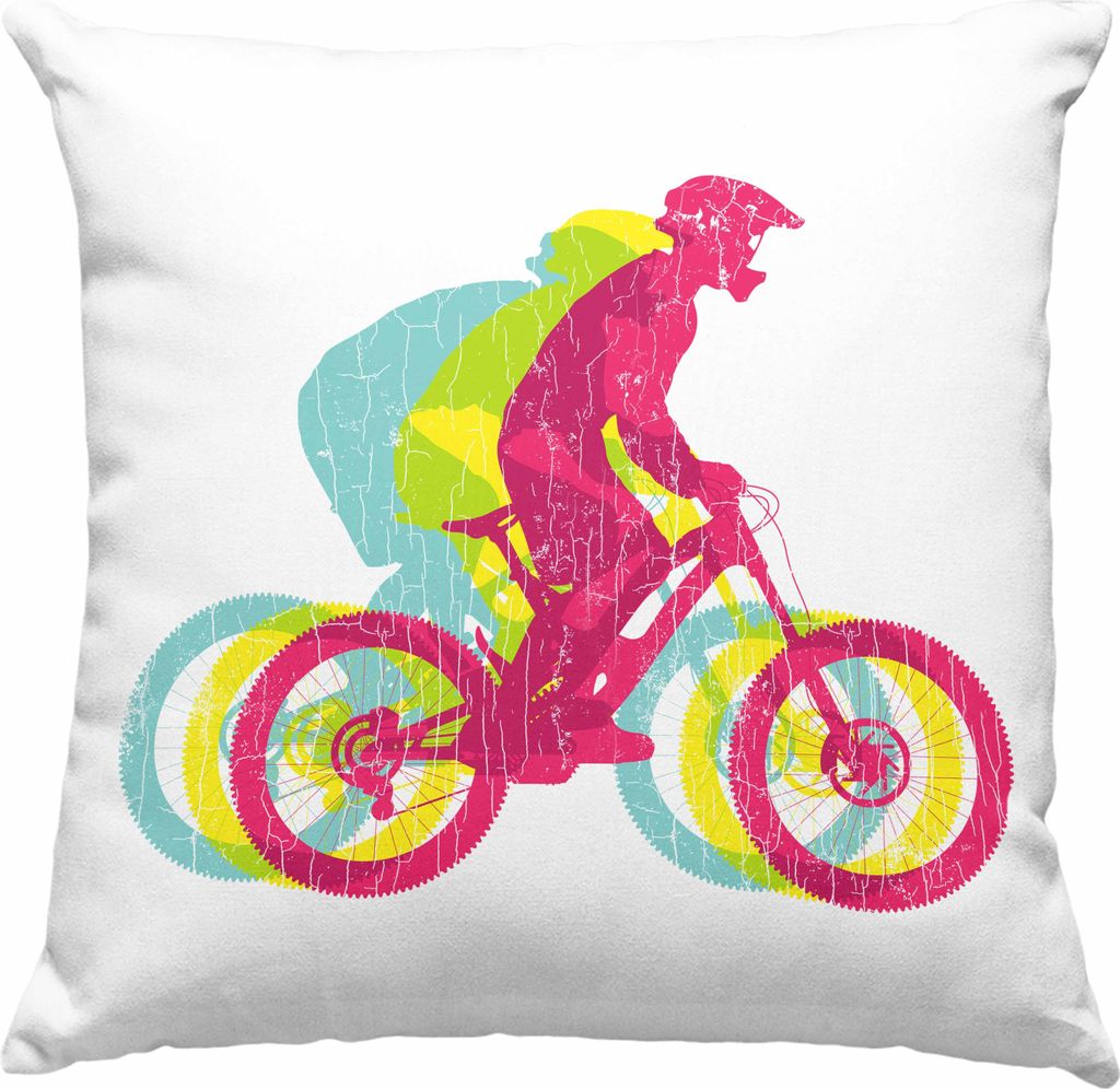Trendation - Moutainbike Geschenk Deko-Kissen mit Füllung 40x40 Mountainbiker Geschenkidee Kinder Deko-Kissen mit Füllung 40x40 Männer Accessori...