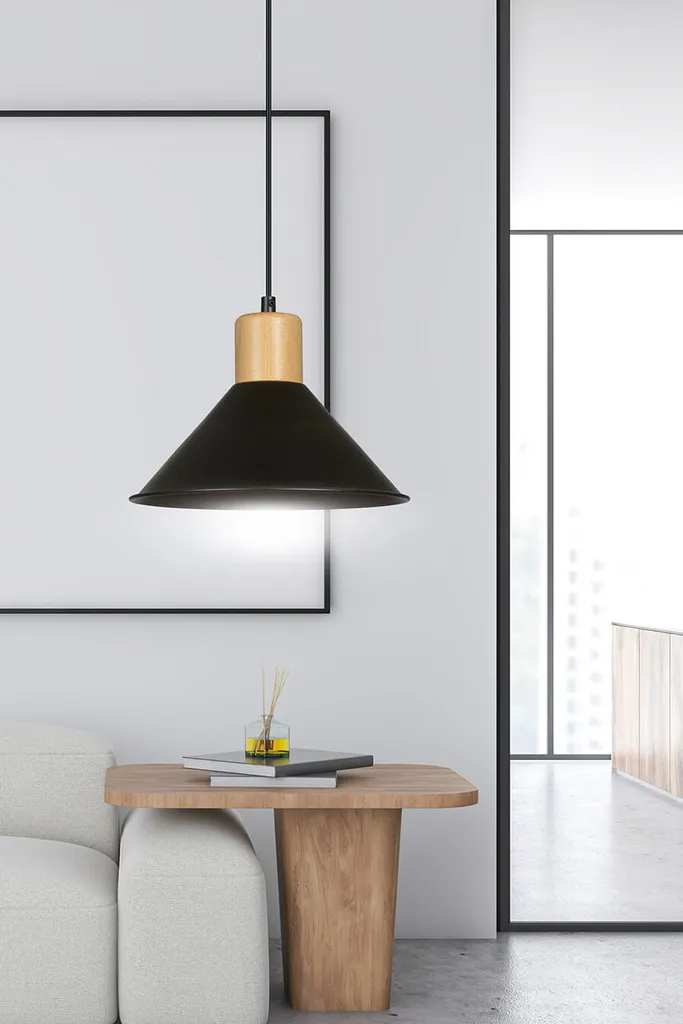 Suspension Noire Rowen 1 E27 Finition Matte Éclairage Design Sans Reflet