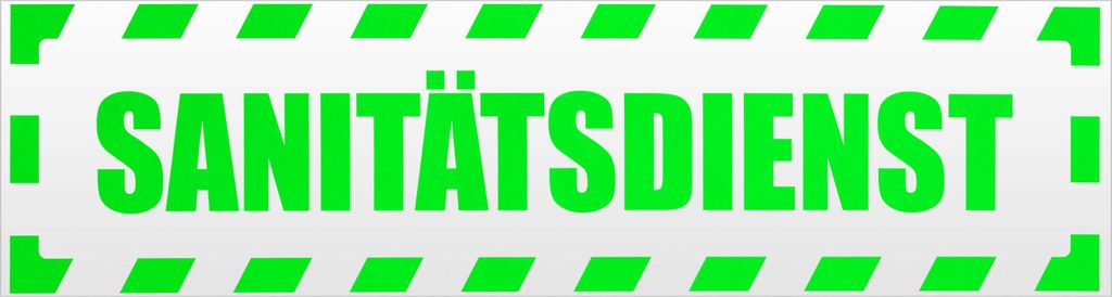 Kiwistar Sanitätsdienst gestreift Magnetschild Schild magnetisch - 45cm Neongrün - Magnetfolie für Auto PKW Kfz